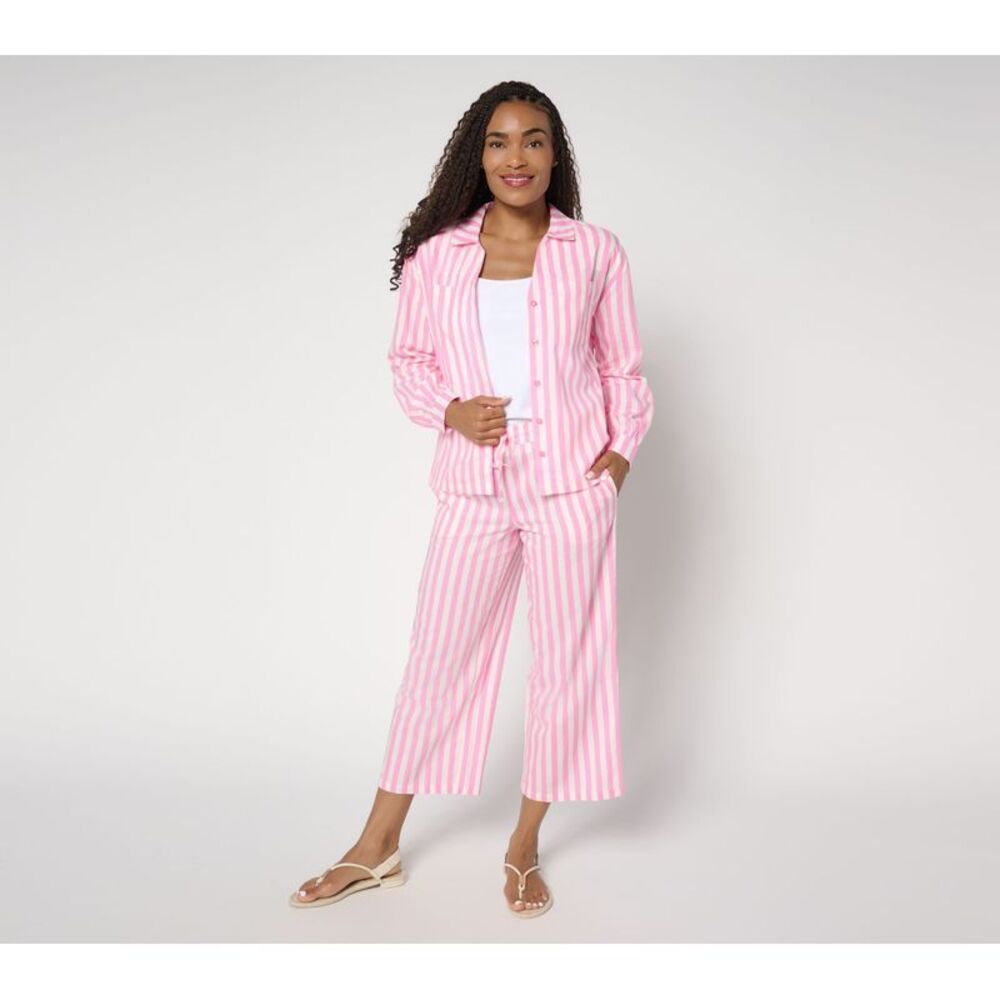 SUNNYLiFE Women's Swimsuit Sz M Collared Long Sleeve Pant Beach Pink